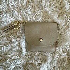Chic Taupe Leather Keychain Card Holder